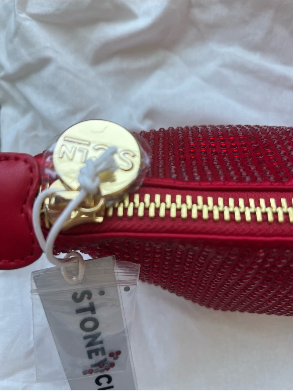 NWT stoney clover lane red Crystal-Embellished Cosmetic Pouch - Picture 2 of 7